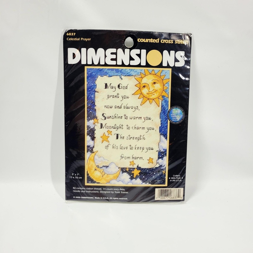Dimensions CELESTIAL PRAYER Counted Cross Stitch Kit 5x 7 Sun Moon New 6837